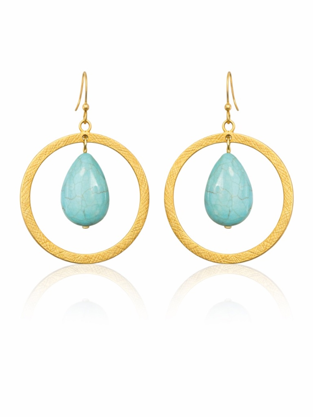 Handmade Natural Stone Round Earrings